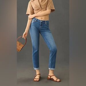 PAIGE Anthropologie Jeans Size 27 Brigitte Straight Leg Raw Hem Stretch Mid Rise